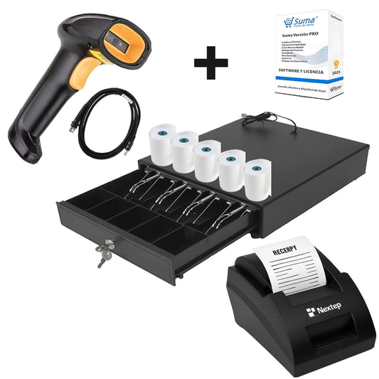 Kit Punto De Venta Cajon Impresora Lector Rollos + Software SUMA PRO