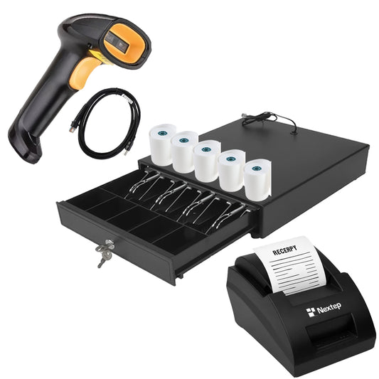 Kit Punto De Venta Cajon + Impresora + Lector + Rollos