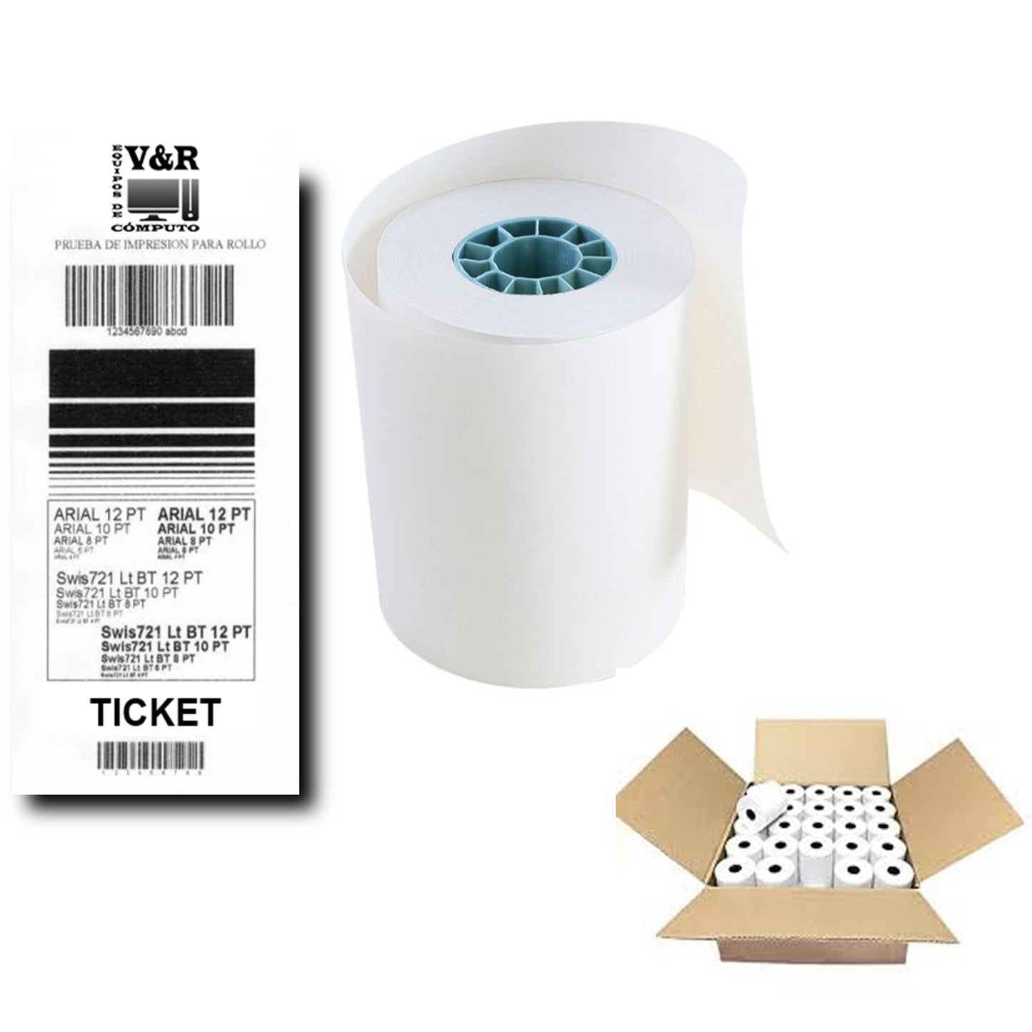 Rollo De Papel Térmico De 57x45mm Caja Con 100pz